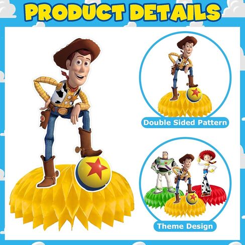 9Pcs Toy Honeycomb Centerpieces, Cartoon Movie Theme Birthday Party Supplies, Double-Sided 3D Table Decorations & Favors for Kids in Saudi Arabia