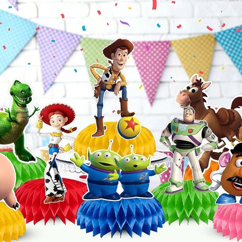 9Pcs Toy Honeycomb Centerpieces, Cartoon Movie Theme Birthday Party Supplies, Double-Sided 3D Table Decorations & Favors for Kids in Saudi Arabia