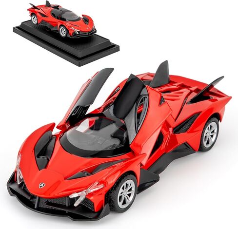1:36 Scale Project EVO Model Cars, Die-cast Toy Cars with Light and Sound, Alloy Pull Back Car for Kids Adults Birthday Gift (Red) in Saudi Arabia