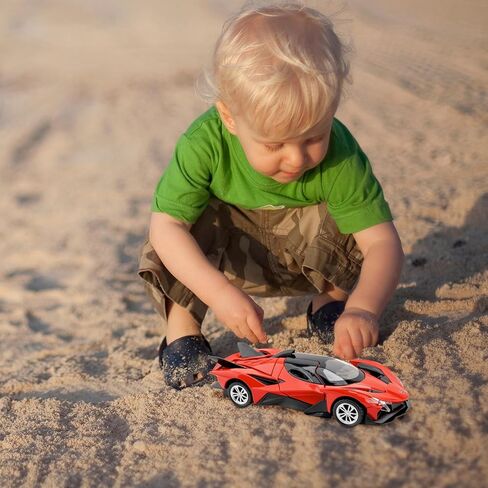 1:36 Scale Project EVO Model Cars, Die-cast Toy Cars with Light and Sound, Alloy Pull Back Car for Kids Adults Birthday Gift (Red) in Saudi Arabia