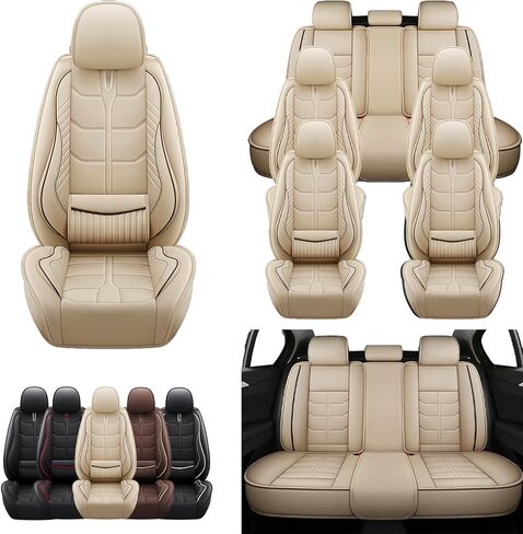 Car Seat Covers Custom Fit for Hyundai Palisade 2020-2025,Heavy Duty Waterproof & Pet-Friendly | Premium PU Leather | 7-Seats Full Set,Beige in Saudi Arabia
