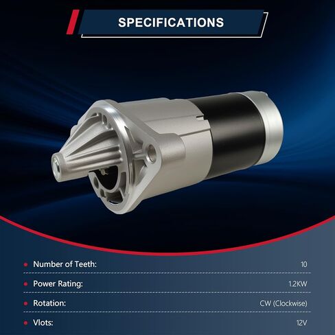 1-17749 Starter Motor Compatible with Jeep Wrangler 4.0L 1999-2004, Cherokee 4.0L 1999-2002, Grand Cherokee 4.0L 1999-2002, 10-Teeth 1.2KW CW 12V, Replaces OE# 17749 244-6796 56041012AB in Saudi Arabia