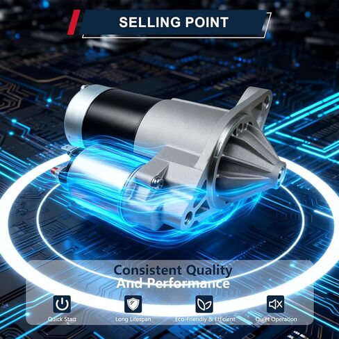 1-17749 Starter Motor Compatible with Jeep Wrangler 4.0L 1999-2004, Cherokee 4.0L 1999-2002, Grand Cherokee 4.0L 1999-2002, 10-Teeth 1.2KW CW 12V, Replaces OE# 17749 244-6796 56041012AB in Saudi Arabia