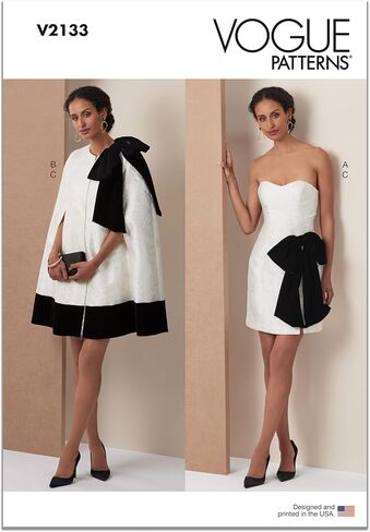 Vogue V2133U5 Misses' Oversized Cape and Fitted Dress Sewing Pattern Packet, Design Code V2133, Sizes 16-18-20-22-24 in Saudi Arabia