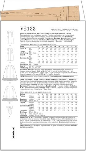 Vogue V2133U5 Misses' Oversized Cape and Fitted Dress Sewing Pattern Packet, Design Code V2133, Sizes 16-18-20-22-24 in Saudi Arabia