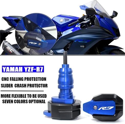 Suitable For Yamaha YZF-R7 2021 2022 Motorcycle Frame Slider CNC Anti-fall Protection Frame Slider Anti-collision Pad(Blue) in Saudi Arabia