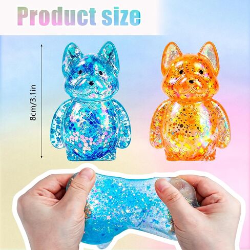 Dog Squishy,Squishy Dog,Glitter Dog Stress Ball,Slow Rise Fidget for Anxiety Relief,Glitter Dog Sensory Fidget Toys for Adults,Sensory Stress Relief Toy for Adults - Blue in Saudi Arabia