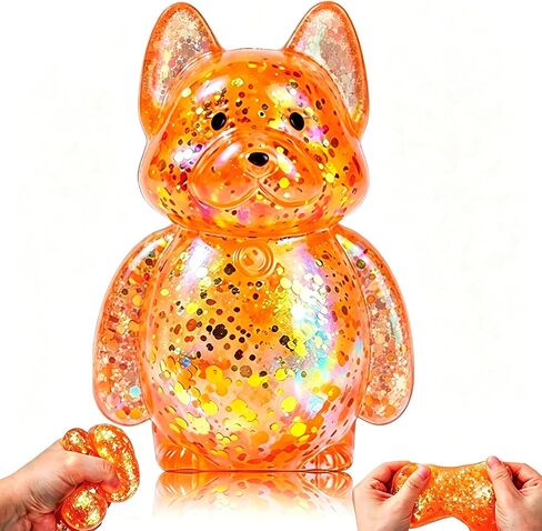 Dog Squishy,Squishy Dog,Glitter Dog Stress Ball,Slow Rise Fidget for Anxiety Relief,Glitter Dog Sensory Fidget Toys for Adults,Sensory Stress Relief Toy for Adults - Blue in Saudi Arabia