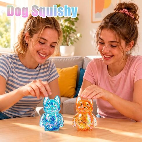 Dog Squishy,Squishy Dog,Glitter Dog Stress Ball,Slow Rise Fidget for Anxiety Relief,Glitter Dog Sensory Fidget Toys for Adults,Sensory Stress Relief Toy for Adults - Blue in Saudi Arabia