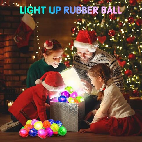 24Pcs Light up Bouncy Balls Bulk, Glow in The Dark LED Flashing Balls for Kids Adults Dogs, Squeaky Dog Toys, Durable Toys, Large Dog Toys for Aggressive Chewers in Saudi Arabia