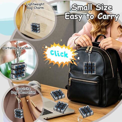 LED Light Keyboard Fidget Toy for Adults Kids, Glow Keyboard Fidget Keychain 9 in 1 Stress Relief Decompression Button Finger Clicker Toys, Button Fidget Gifts to Relief Stress (Transparent Black) in Kuwait