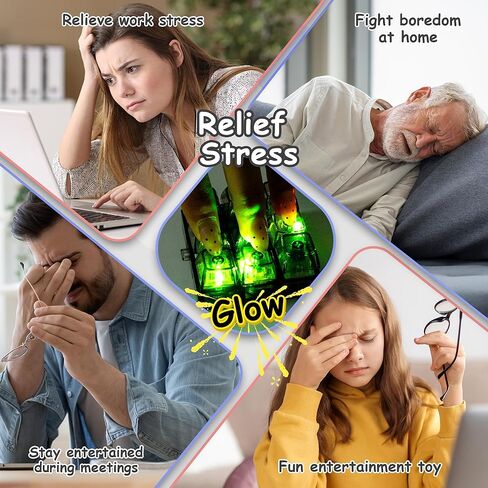 LED Light Keyboard Fidget Toy for Adults Kids, Glow Keyboard Fidget Keychain 9 in 1 Stress Relief Decompression Button Finger Clicker Toys, Button Fidget Gifts to Relief Stress (Transparent Black) in Kuwait