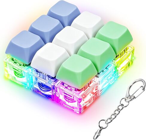 LED Light Keyboard Fidget Toy for Adults Kids, Glow Keyboard Fidget Keychain 9 in 1 Stress Relief Decompression Button Finger Clicker Toys, Button Fidget Gifts to Relief Stress (Transparent Black) in Saudi Arabia