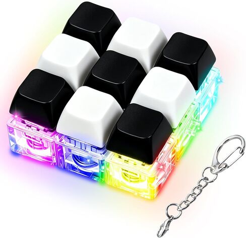 LED Light Keyboard Fidget Toy for Adults Kids, Glow Keyboard Fidget Keychain 9 in 1 Stress Relief Decompression Button Finger Clicker Toys, Button Fidget Gifts to Relief Stress (Transparent Black) in Kuwait