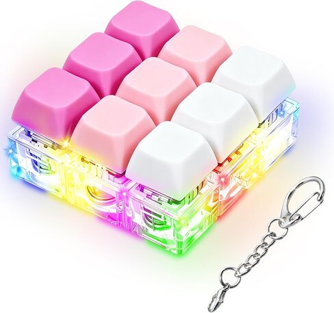 LED Light Keyboard Fidget Toy for Adults Kids, Glow Keyboard Fidget Keychain 9 in 1 Stress Relief Decompression Button Finger Clicker Toys, Button Fidget Gifts to Relief Stress (Transparent Black) in Kuwait