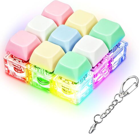 LED Light Keyboard Fidget Toy for Adults Kids, Glow Keyboard Fidget Keychain 9 in 1 Stress Relief Decompression Button Finger Clicker Toys, Button Fidget Gifts to Relief Stress (Transparent Black) in Kuwait