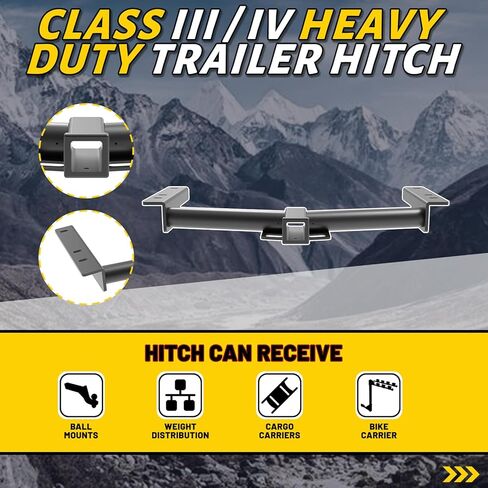 Class 3 Trailer Hitch for 2015-2025 Ford Transit-150/250/350 & 2022-2024 Ford E-Transit, 2 Inch Square Receiver & Round Tube Frame, Black in Kuwait