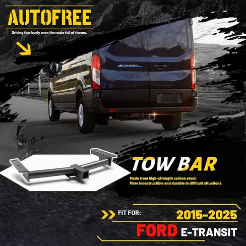Class 3 Trailer Hitch for 2015-2025 Ford Transit-150/250/350 & 2022-2024 Ford E-Transit, 2 Inch Square Receiver & Round Tube Frame, Black in Kuwait