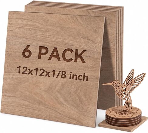 6 Pack Red Oak Plywood Sheets, 12" x 12" x 1/8" Unfinished Wood Boards for Laser Cutting & Engraving, DIY Crafts, Wood Burning & Signs in Saudi Arabia