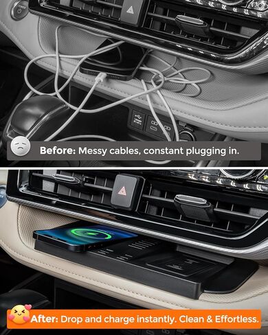 شاحن لاسلكي لملحقات Toyota Highlander 2020 2021 2022، وحدة تحكم مركزية لشحن الهاتف اللاسلكي لملحقات السيارة الداخلية Highlander L/LE/XLE/XSE/Limited/Platinum in Kuwait