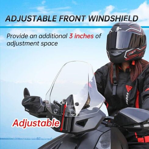 Sport Windshield Compatible with Can Am All Ryker 600/900 Sport & Rally Edition All Models Accessories ,Adjustable Translucent Clear Hardened Coated Wind Shield Replace #219401023 in Kuwait