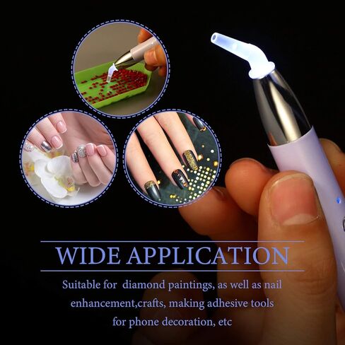 Zonon 2 قطعة LED الماس اللوحة القلم 5D USB قابلة للشحن نقطة الإضاءة الحفر القلم مع 10 رأس و 20 الطين الغراء للحرف اليدوية DIY (الأخضر والأرجواني) in Kuwait