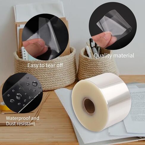 500pcs Clear Stickers Label Protector Clear Label Wafer Seal Stickers 4 x 2 Inch Waterproof Transparent Labels for Office Library Laboratory Protecting Barcode Number Clothes Food Labels in Saudi Arabia