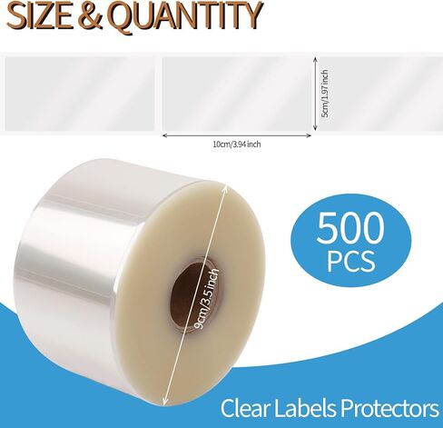 500pcs Clear Stickers Label Protector Clear Label Wafer Seal Stickers 4 x 2 Inch Waterproof Transparent Labels for Office Library Laboratory Protecting Barcode Number Clothes Food Labels in Saudi Arabia