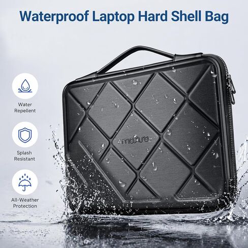 MOSISO Laptop Case 16 inch, 15-15.6 inch Laptop Sleeve Waterproof Shockproof Computer Bag Compatible with MacBook HP Dell Lenovo, Checkered EVA Carrying Case Computer Bag Hard Shell with Handle, Black in Kuwait
