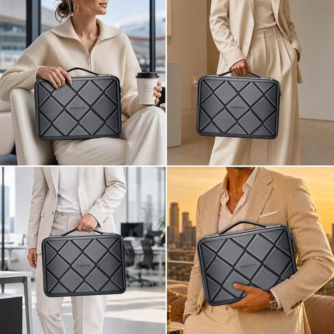 MOSISO Laptop Case 16 inch, 15-15.6 inch Laptop Sleeve Waterproof Shockproof Computer Bag Compatible with MacBook HP Dell Lenovo, Checkered EVA Carrying Case Computer Bag Hard Shell with Handle, Black in Kuwait