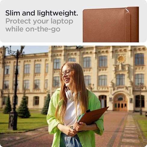 Spigen Valentinus S Protective Laptop Sleeve for 16-inch MacBook Pro/Air M5 Pro/Max (2026), M5/M4/M3/M2/M1 A3403 A3186 A2991 A2780 A2485 A2141, Built-in Stand - Classic Brown in Kuwait