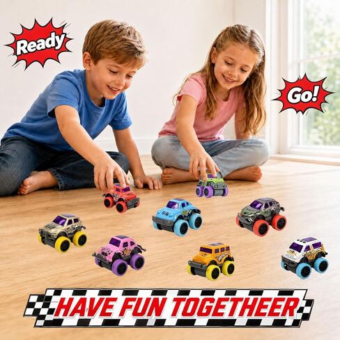 8 Pack Pull Back Monster Trucks for Kids, Mini Monster Truck Toys, Pull Back Cars for Toddlers Boys Girls, Party Favors, Goodie Bag Stuffers, Classroom Prizes, Small Toy Cars Age 3+ in Saudi Arabia