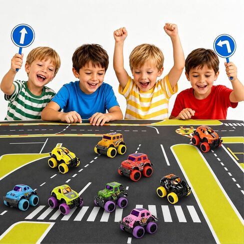 8 Pack Pull Back Monster Trucks for Kids, Mini Monster Truck Toys, Pull Back Cars for Toddlers Boys Girls, Party Favors, Goodie Bag Stuffers, Classroom Prizes, Small Toy Cars Age 3+ in Saudi Arabia