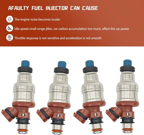 23209-35040 23250-35040 fuel injectors set of 4, Compatible with Toyota 2.4L 4Runner Pickup 1989 1990 1991 1992 1993 1994 1995, Fuel Injector Nozzle Replace FJ522, 2 Holes in Saudi Arabia