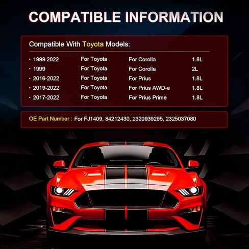 حاقن الوقود متوافق مع 2019 2022 لسيارة Toyota Corolla، 2016-2022 لسيارة Toyota Prius، 2019-2022 لسيارة Toyota Prius AWD-e، 2017-2022 لسيارة Toyota Prius Prime استبدال مع FJ1409،84212430 4 قطع in Kuwait