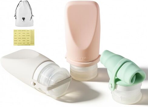 Travel Bottles for Toiletries, TSA Approved 3oz Container, High-Effeiciency Leak-Proof Ultrasonic Technology, Silicone Refillable Squeezable Travel Accessories for Shampoo Conditioner Lotion (3 Pcs) in Saudi Arabia