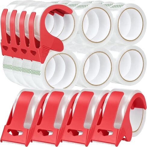 24 Rolls Clear Packing Tape with 4 Dispensers, Heavy Duty Packing Tape Refills for Moving Mailing Packaging Shipping Supplies, 2.0 inches x 60 Yards Per Roll in Saudi Arabia