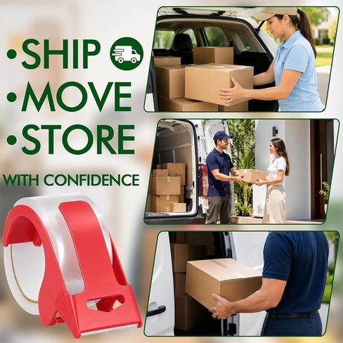 24 Rolls Clear Packing Tape with 4 Dispensers, Heavy Duty Packing Tape Refills for Moving Mailing Packaging Shipping Supplies, 2.0 inches x 60 Yards Per Roll in Saudi Arabia