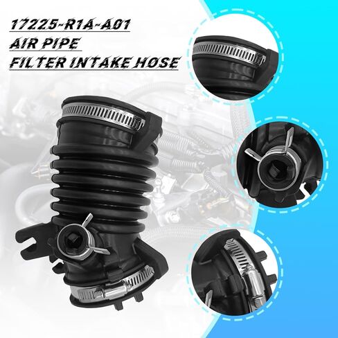 Car Air Cleaner Intake Hose Tube with Clamps, Rubber Vehicle Intake Filter Duct Tube Replaces 17225-R1A-A01, Auto Engine Air Filter Hose Boot, Compatible with Ilx 2.0L Civic 1.8L in Kuwait