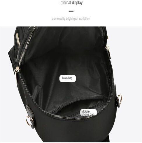حقيبة ظهر مقاس 24 × 19 × 10 سم من قماش أكسفورد - حقيبة خفيفة الوزن ذات سعة كبيرة للنساء، حقيبة نهارية للسفر مقاومة للتسرب قطعة واحدة (24 × 19 × 10 سم) in Kuwait