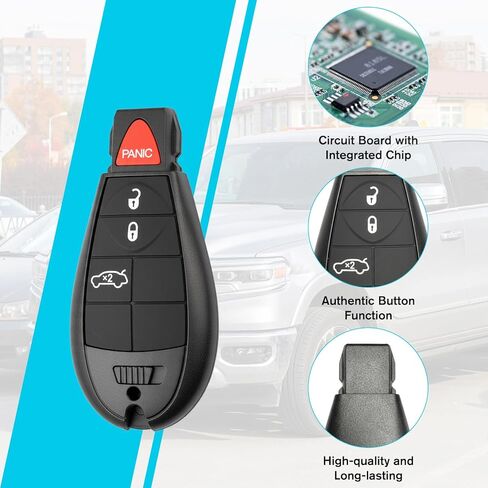 2 قطعة مفتاح السيارة فوب دخول بدون مفتاح عن بعد 433 ميجا هرتز M3N32297100 / 56046771AA ل دودج دارت 2013-2016 | 4 أزرار مع مفتاح الباب in Kuwait