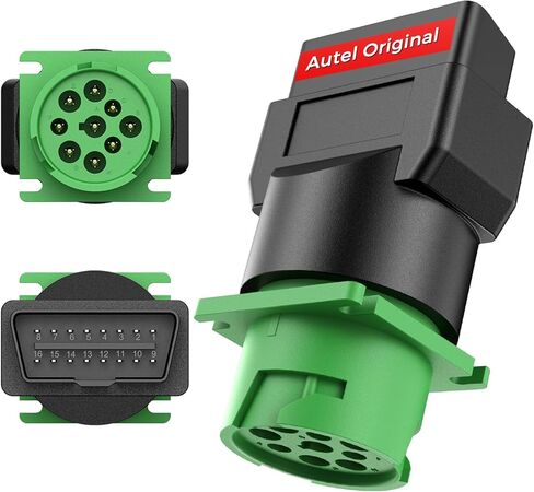 Autel Original OBD2 Male to Green J1939 Type 2 Female Adapter, 16pin OBDII to 9pin for Truck Freightliner Code Reader, ELD Tracker, Diagnostic Scanner Device, Plug and Play with High Speed in Kuwait