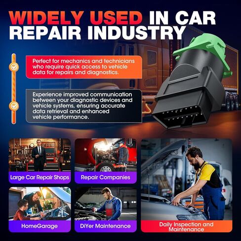 Autel Original OBD2 Male to Green J1939 Type 2 Female Adapter, 16pin OBDII to 9pin for Truck Freightliner Code Reader, ELD Tracker, Diagnostic Scanner Device, Plug and Play with High Speed in Kuwait