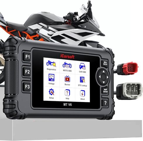 iCarsoft MT V6 Motorcycle Diagnostic Scan Tool for K.TM, All System Motorbike OBD Scanner, Oil/ETC/ABS/Engine Idle Maintenance Tool for K.TM, Actuation Test, Battery Test in Kuwait