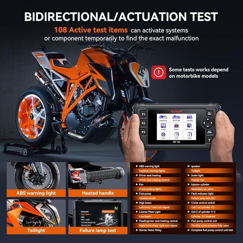 iCarsoft MT V6 Motorcycle Diagnostic Scan Tool for K.TM, All System Motorbike OBD Scanner, Oil/ETC/ABS/Engine Idle Maintenance Tool for K.TM, Actuation Test, Battery Test in Kuwait