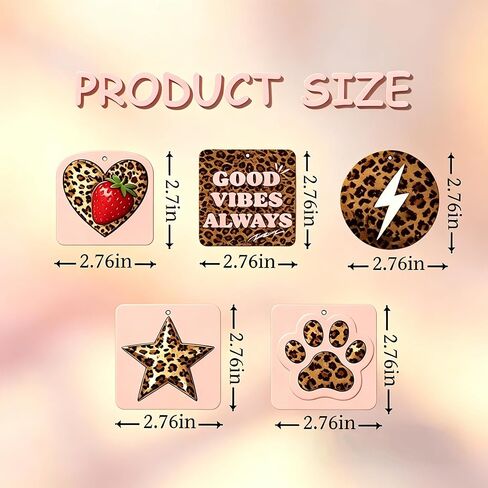 5PCS Cheetah Print Car Air Freshener, Long-Lasting Scent, Strawberry Cat Paw Leopard Print Car Rearview Mirror Decorative Pendant, Suitable for Women and Teen Girls in Saudi Arabia