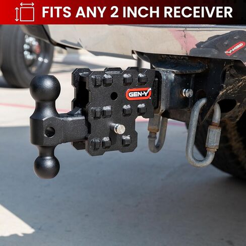 GEN-Y Hitch Ball Hitch for 2" Receiver - 2.5" Drop with 2 Adjustable Positions, 2″ & 2 5/16″ Ball Mount, 10,000 lbs Towing Capacity, 1,000 lbs Tongue Weight, Black in Kuwait