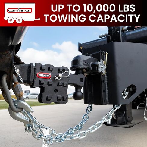 GEN-Y Hitch Ball Hitch for 2" Receiver - 2.5" Drop with 2 Adjustable Positions, 2″ & 2 5/16″ Ball Mount, 10,000 lbs Towing Capacity, 1,000 lbs Tongue Weight, Black in Kuwait