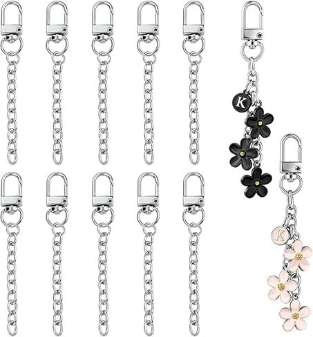 10 PCS Keychain Making Kit Swivel Snap Hook Lobster Claw Clasps and Extender Chain Silver Metal Keychain Clips with Key Ring Bulk for DIY Craft Supplies Jewelry Key Chain Bags Accessories Gift in Saudi Arabia