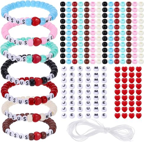 PanJoidys 35 Sets Religious Bead Christian Crafts Bracelet Making Kit, Rainbow Faith DIY Bead Sunday Crafts Bracelet Maker Jesus Love Me Bible Verse Gifts for Family Friends Christmas Birthday in Saudi Arabia
